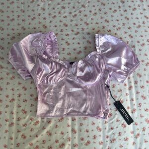 Haute Monde Shiny Lavender Crop Top